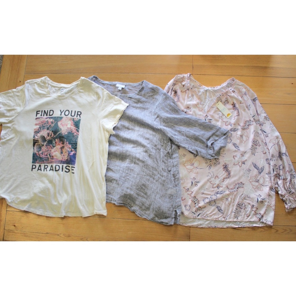 Plus Size (3) Piece Linen Rayon Cotton Top Bundle NWT and Preowned  2X